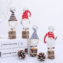 Decoración de Navidad Cardcase de muñecas sin rostro de madera creativa Forester Nota Clip Foto Decoración Disposición